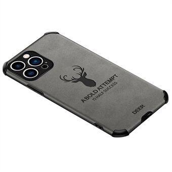 För iPhone 13 Pro  Fyrhörn Drop-proof tyg Textur Fodral Slitstarkt Deer Mönster Imprinting Läderbelagd TPU telefonskydd