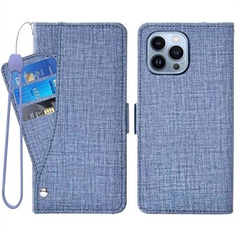 För iPhone 13 Pro  Jean Cloth Texture Läder + TPU skyddande telefonfodral Plånboksstil Roterande kortfack Designskydd med Stand