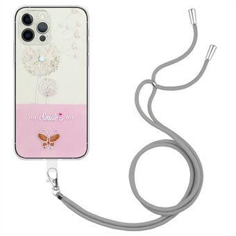 För iPhone 13 Pro s präglad lackerad Butterfly TPU-fodral Slim Fit Design Skyddande telefonskal med snörning