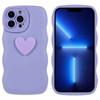 För iPhone 13 Pro 6,1 tum Love Heart Shape Design Telefonfodral Mjuk TPU Wavy Edge Stötsäkert luftkuddefodral