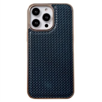 För iPhone 13 Pro 6,1 tum Fallbeständig texturerad äkta läderbelagd TPU-telefonfodral Nanogalvaniserad mobilbaksida