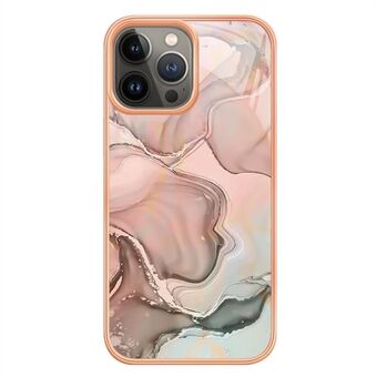 För iPhone 13 Pro 6,1 tum YB IMD Series-16 Style E Marble Pattern Telefonfodral Galvaniseringsram IMD 2,0 mm TPU Scratch skyddsfodral