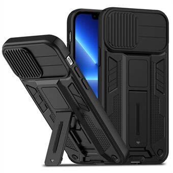 För iPhone 13 Pro 6,1 tum hård PC Mjuk TPU 2-lagersfodral Kickstand Anti- Scratch Telefonskydd Skjut kameraskydd
