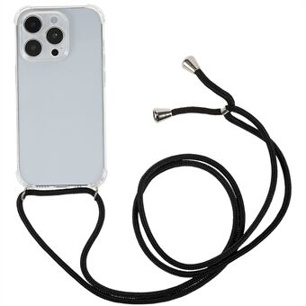 Telefonbaksida för iPhone 13 Pro 6,1 tums HD Clear Four Corner Mjukt TPU-fodral med snodd