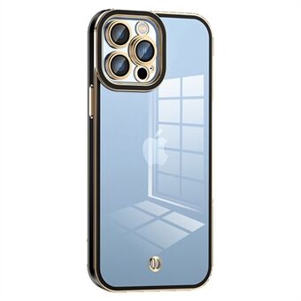 För iPhone 13 Pro 6,1 tum Transparent TPU-fodral Stötdämpande krockkuddedesign Elektropläterat bakfodral med plastlinsfilm