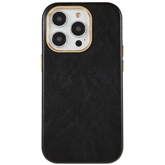 För iPhone 13 Pro 6,1 tums telefonfodral med metallknappdesign PU-läder+PC Business Phone-fodral med Ring