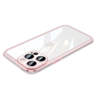 För iPhone 13 Pro 6,1 tums galvaniseringsram Telefonfodral TPU+PC-telefonfodral med kameraskydd och strassdekor