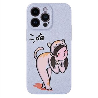 Tecknad kattflicka/hundpojkefodral för iPhone 13 Pro 6,1 tums hård PC-mönsterutskrift för telefonskal