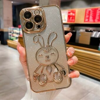 För iPhone 13 Pro 6,1 tum Glitter Cute Rabbit TPU-fodral Elektroplering Dropsäkert telefonfodral med linsfilm