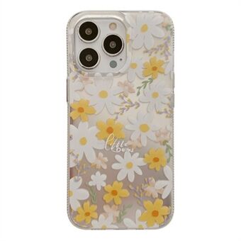 För iPhone 13 Pro 6,1 tum IMD blommönsterutskrift TPU telefonfodral Hot Stamping Cover