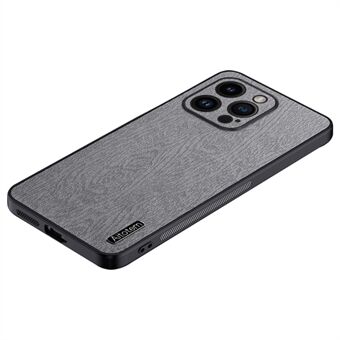 För iPhone 13 Pro 6,1 tum Anti- Scratch Wood Grain Telefonskydd PU Läder+PC+TPU-fodral med heltäckande kameraskydd