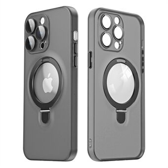 För iPhone 13 Pro Kickstand Magnetisk telefonfodral Matt PC+TPU mobiltelefonskal med glaslinsskydd