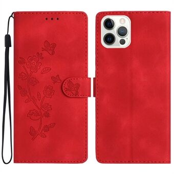 För iPhone 13 Pro 6,1 tums telefonfodral i PU-läder med blommönstrat plånboksfodral med Stand