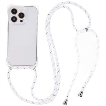 För iPhone 13 Pro 6,1 tum genomskinligt telefonfodral Akryl + TPU Stötsäkert skal med fyra hörn och snörning