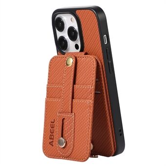 ABEEL Style 02 för iPhone 13 Pro RFID-blockerande korthållare Kickstand Cover Carbon Fiber Texture PU-läder+TPU-telefonfodral