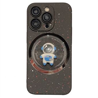 För iPhone 13 Pro Back Shell 3D Rotating Astronaut Convex Lens Telefonfodral PC-skal med linsfilm