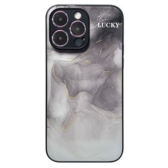 För iPhone 13 Pro Glass+TPU telefonskal Guldfolie Bläcktvätt Målning Design Mobilfodral