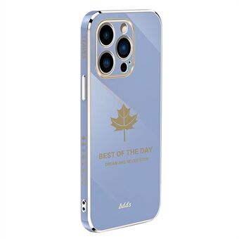 För iPhone 13 Pro 6,1 tum Straight Edge 6D Elektropläterat telefonfodral Maple Leaf Glansigt TPU-fodral