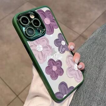 Telefonbakfodral för iPhone 13 Pro 6,1 tum Glitter Kameraring Ring Blommor TPU-skal med linsfilm