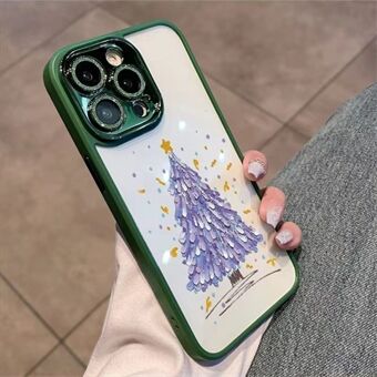 För iPhone 13 Pro Glitter Ring TPU-fodral Julgransmönster Skyddande telefonfodral med linsfilm