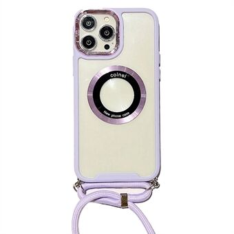 Magnetiskt genomskinligt fodral för iPhone 13 Pro PC + TPU Stötsäkert telefonskal med halsband