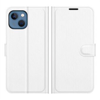 Fullt skyddande Litchi Skin Läder Plånbok Fodral Mobiltelefon Stand Fodral Skal för iPhone 13 mini 