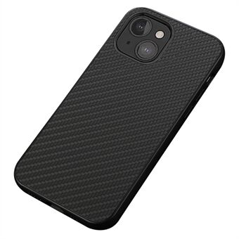 Carbon Fiber Texture Läderskyddande mobiltelefonfodral Bakskal till iPhone 13 mini 