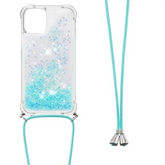 Anti-fall Quicksand Shiny Glitter Mobiltelefon TPU-skal med snodd för iPhone 13 mini 