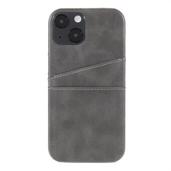 Heltäckande skyddad läderbelagd PC-baksida telefonskal med dubbla kortplatser för iPhone 13 mini - Grey