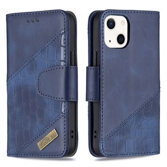 BINFEN COLOR BF04 Crocodile Texture Läder Stand Skyddande plånboksställ Telefonfodral för iPhone 13 mini 