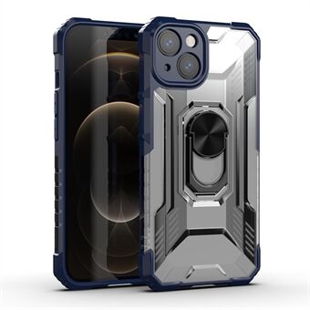 RUGGED Ring Ringhållare Kickstand Design Stötsäker PC + TPU Hybrid Case Skal för iPhone 13 mini 