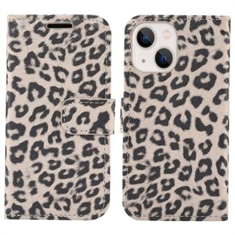 Leopard Texture Stand Design PU Läder Telefonskyddsfodral för iPhone 13 mini 