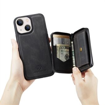 JEEHOOD Kickstand Design Välskyddad magnetiskt löstagbart 2-i-1 Hybridfodral med dragkedja för iPhone 13 mini 