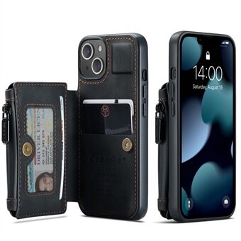 CASEME C20 Series Zipper Pocket Card Slots Plånboksdesign PU-läder och TPU-bakskal för iPhone 13 mini 5,4 tum