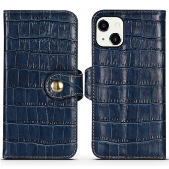 Crocodile Texture Plånboksställ i äkta läder Anti-Fall Stand inre telefonfodral för iPhone 13 mini 