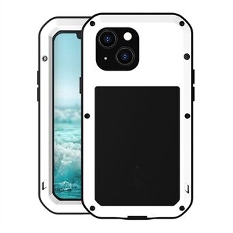 LOVE MEI Shockproof Dropproof Dustproof Metal + Silicone + Tempered Glass Protective Phone Hybrid Case Cover for iPhone 13 mini 