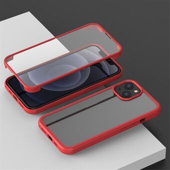 Hårt dubbelsidigt telefonfodral i härdat glas Fullt skydd Telefonskydd med TPU- Edge för iPhone 13 mini - Red