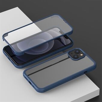 Hårt dubbelsidigt telefonfodral i härdat glas Fullt skydd Telefonskydd med TPU- Edge för iPhone 13 mini - Blue