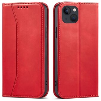 Anti-fall Folio Flip Läder Plånbok Telefonställ Stand Skal för iPhone 13 mini - Red