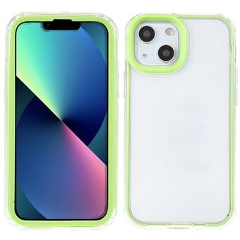 Anti-fall Mobiltelefon Skydd Transparent PC Bakre skal + TPU ram Telefonfodral för iPhone 13 mini - Fluorescent Green