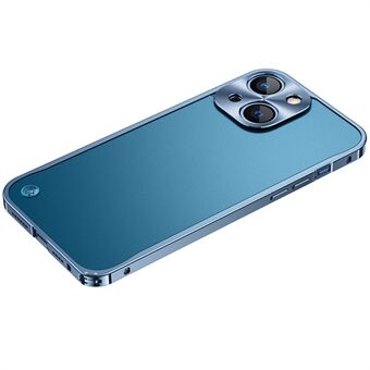 Anti-fall skydd härdat glas + metall hybridfodral Matt mobiltelefonskal för iPhone 13 mini - Blue