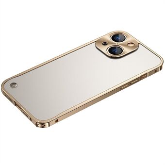 Anti-fall skydd härdat glas + metall hybridskal Matt mobiltelefonskal för iPhone 13 mini - guld