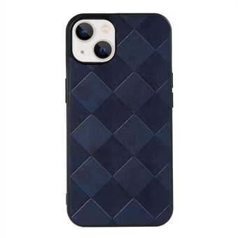 For iPhone 13 mini  Drop-Resistant Grid Texture PU Leather Coated Hybrid Phone Case Accessory