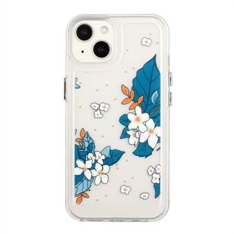 Flower Series for iPhone 13 mini  Acrylic+TPU Electroplated Metal Buttons Protector Flower Pattern Printed 2mm Thickened Shockproof Phone Case