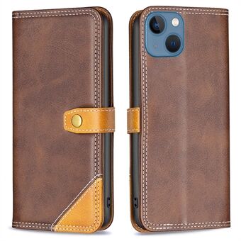 BINFEN COLOR for iPhone 13 mini  BF Leather Series-8 12 Style Stand Shell, Overall Protection Splicing Leather Case Double Stitching Lines Cover with Card Slots Design