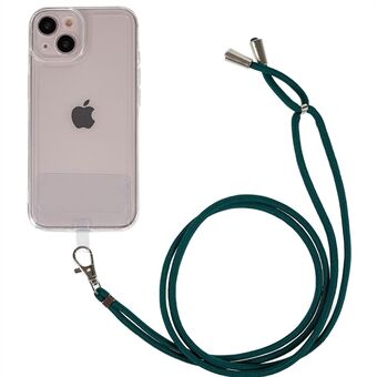 For iPhone 13 mini  Transparent TPU Phone Back Case Shockproof Cover with Detachable Lanyard