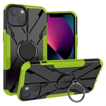 För iPhone 13 mini 5,4 tums Ring Kickstand Design PC + TPU 2-i-1 telefon bakstycke Anti-dropp skyddsfodral