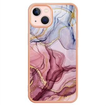 YB IMD Series-16 för iPhone 13 mini 5,4 tum Style E Marble Pattern IMD telefonfodral Galvaniseringsram 2,0 mm skyddande TPU bakstycke