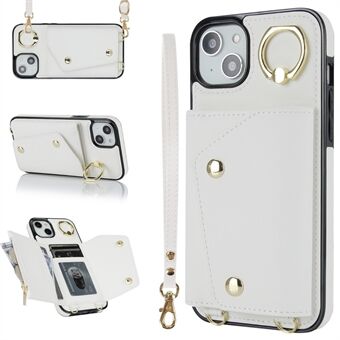 Blixtlås plånbok telefonfodral för iPhone 13 mini PU läderbelagd TPU Rotary Ring Kickstand telefonfodral