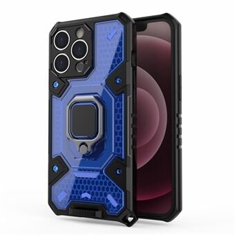 Välskyddad PC + TPU Hybrid Case Magnetic Ring Kickstand Cover för iPhone 13 Pro Max 